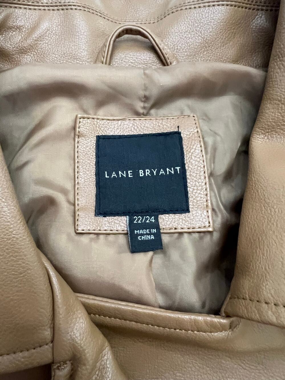 Lane Bryant Women’s 22/24 Brown Faux Leather Moto Jacket Plus